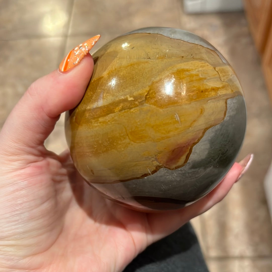 Huge Polychrome Jasper Sphere