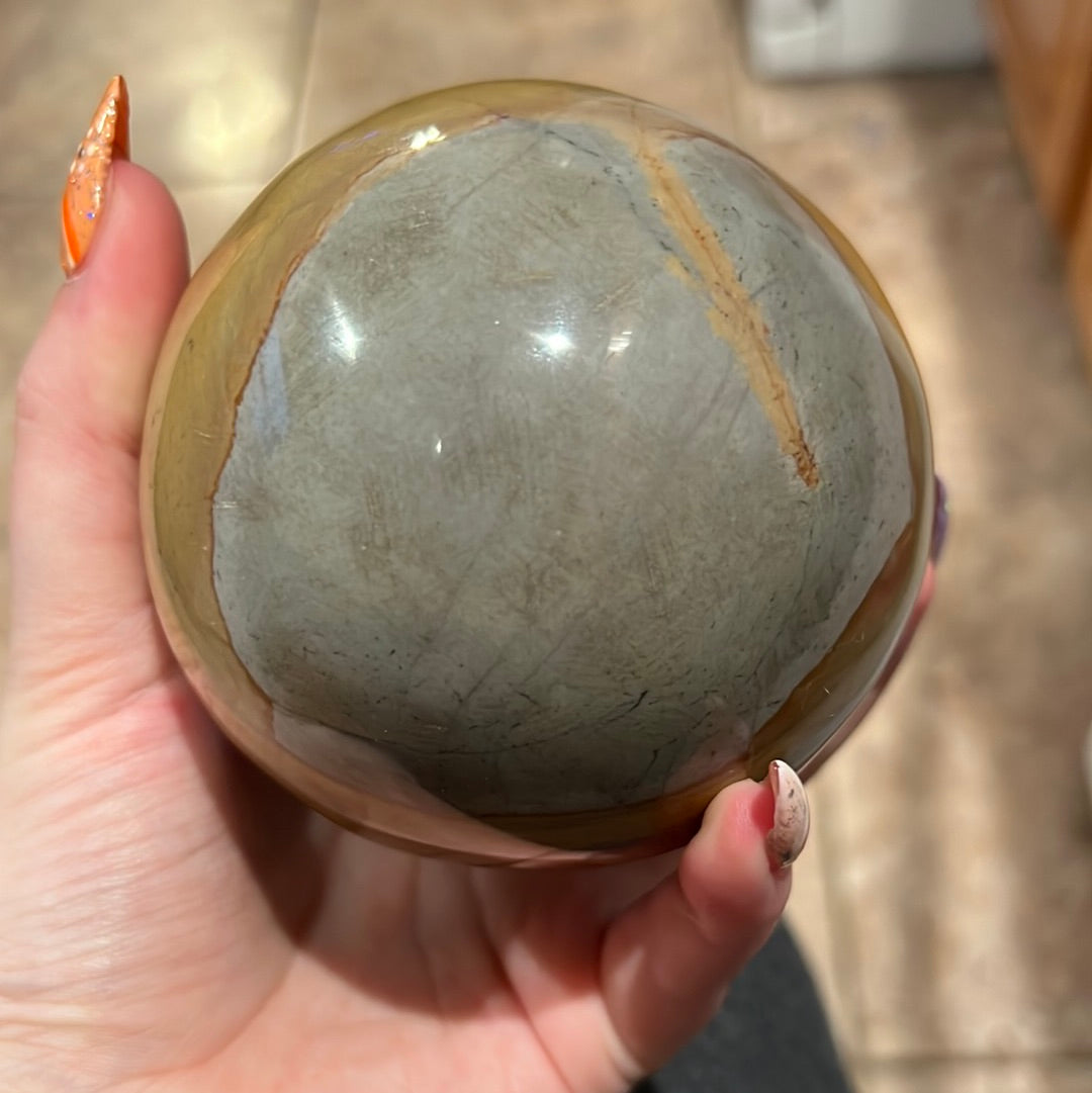 Huge Polychrome Jasper Sphere