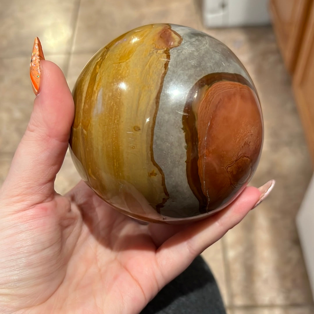 Huge Polychrome Jasper Sphere