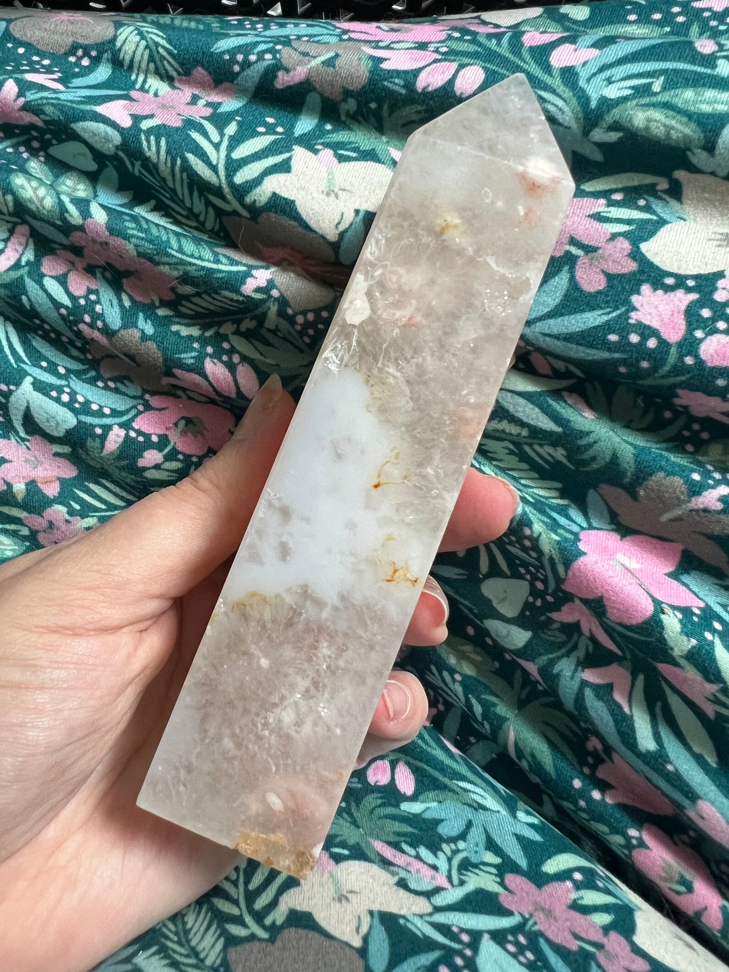 Pink Amethyst Flower Agate Tower