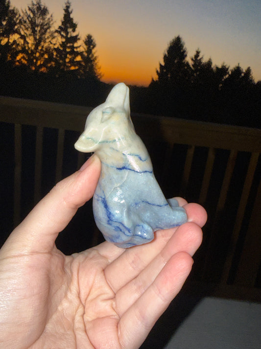 Blue Aventurine Wolf