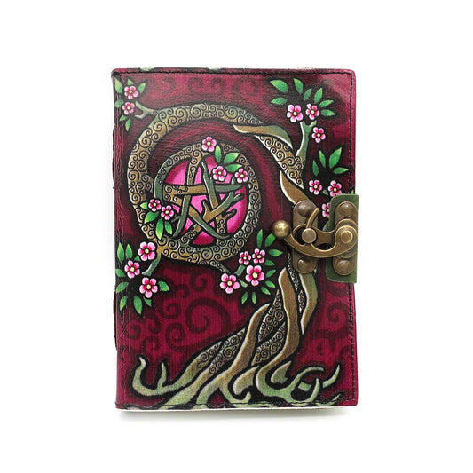 ***PREORDER*** Pink Tree Pentacle Printed Leather Blank Journal Spell Book