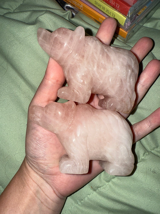 Rose Quartz Grizzly Bear