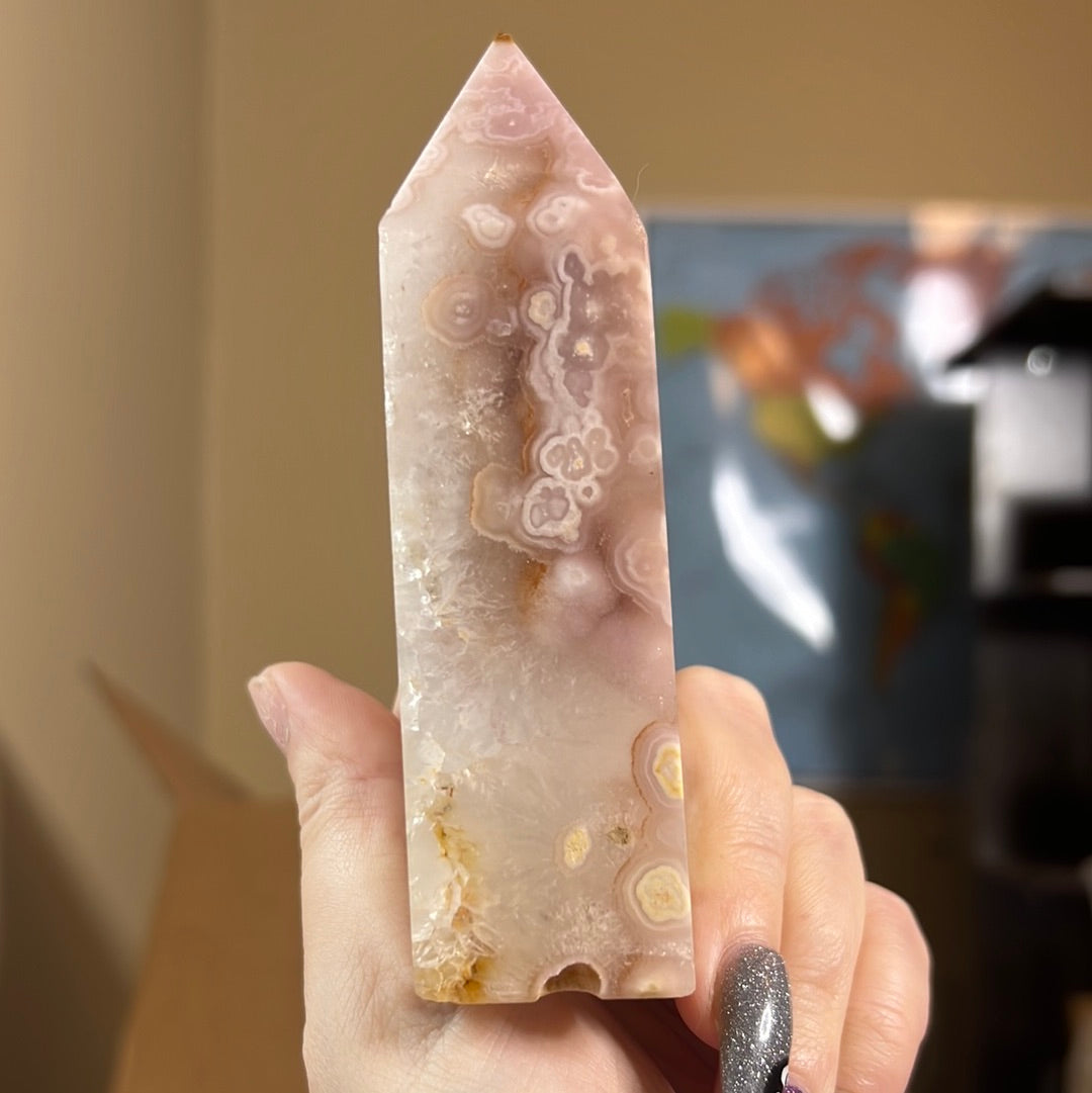 Pink Amethyst x Flower Agate Tower