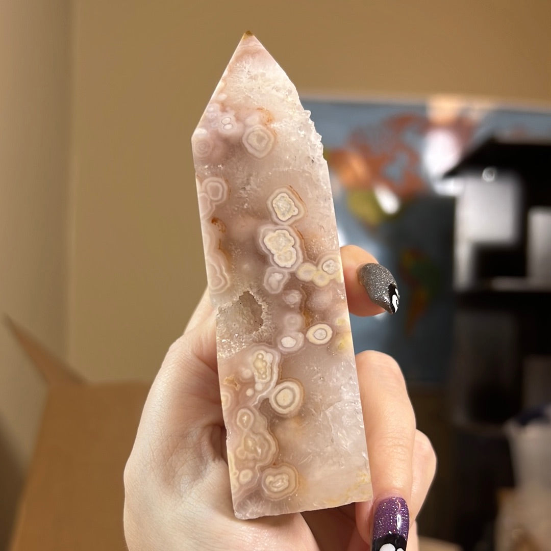 Pink Amethyst x Flower Agate Tower
