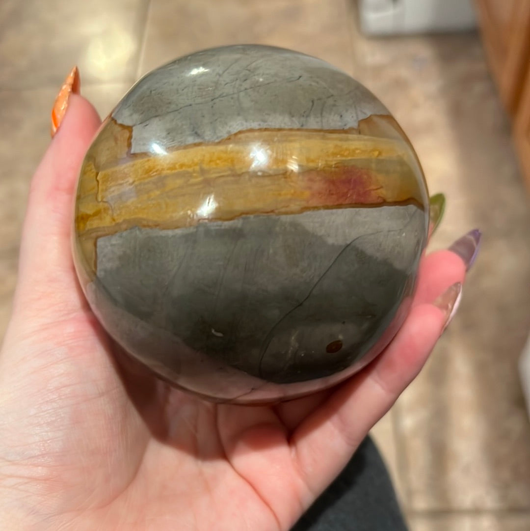 Huge Polychrome Jasper Sphere