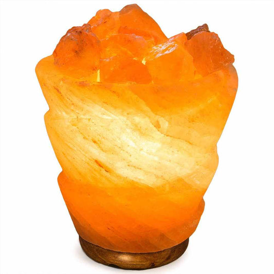 Funnel w/ Chunks Salt Lamp - 9.5" avg. - Cord, Bulb, Dimmer