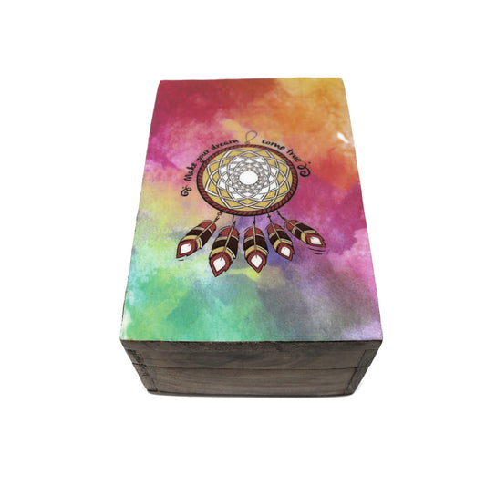 Dream Catcher 6" x 4" Brown Wooden Memory Jewelry Storage