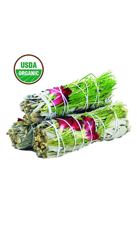 Sweet Morning Floral White Sage 4" Smudge Stick