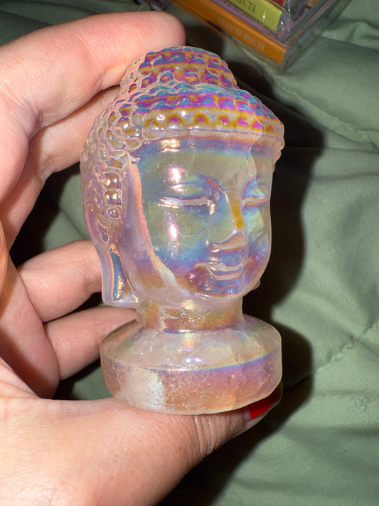 Aura Rose Quartz Buddha Head