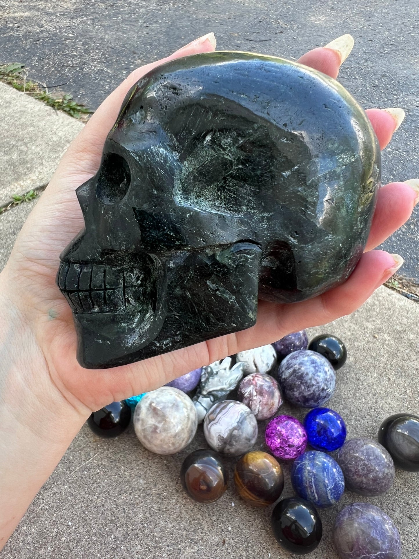 Black Tourmaline Skull