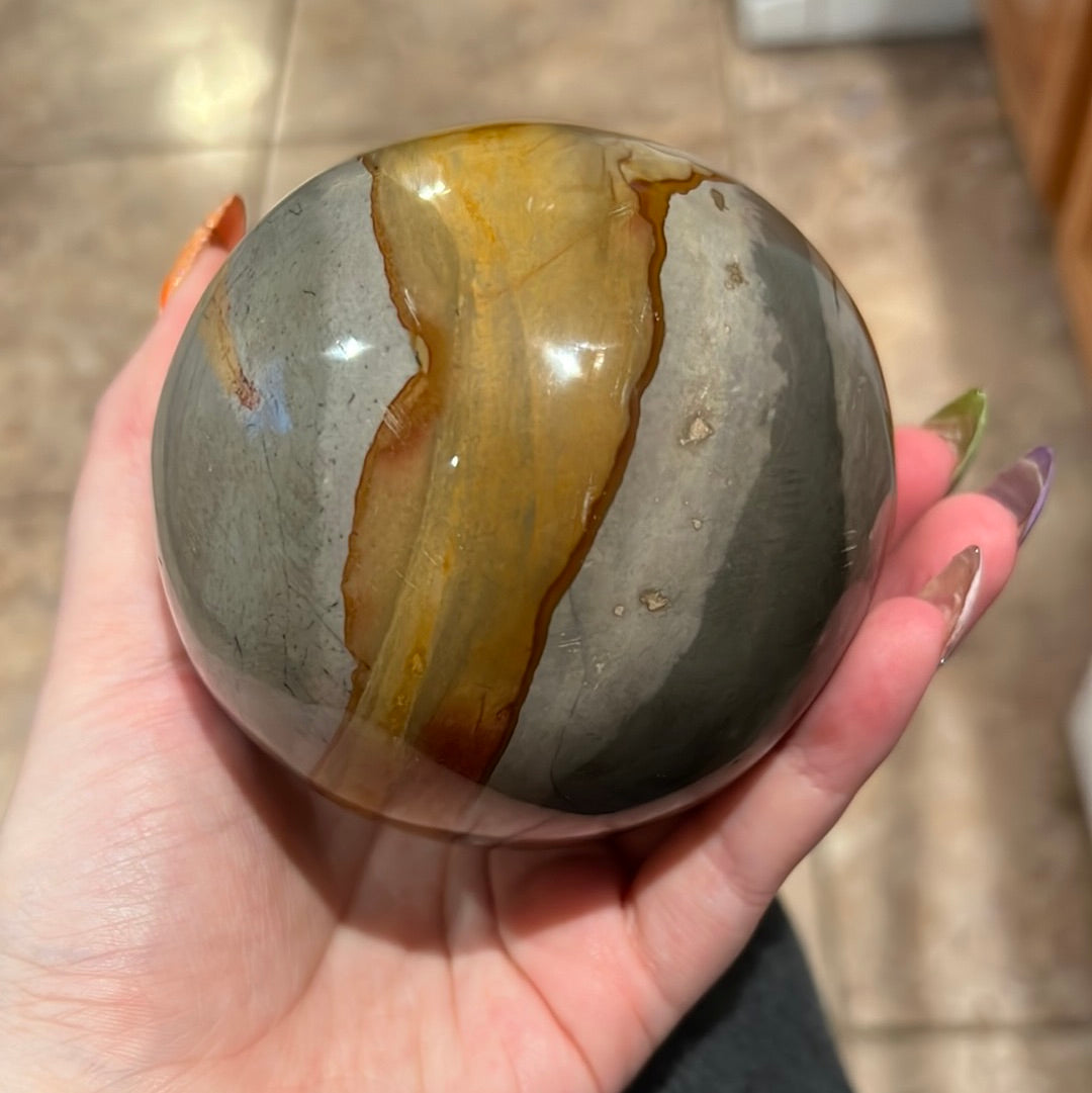 Huge Polychrome Jasper Sphere