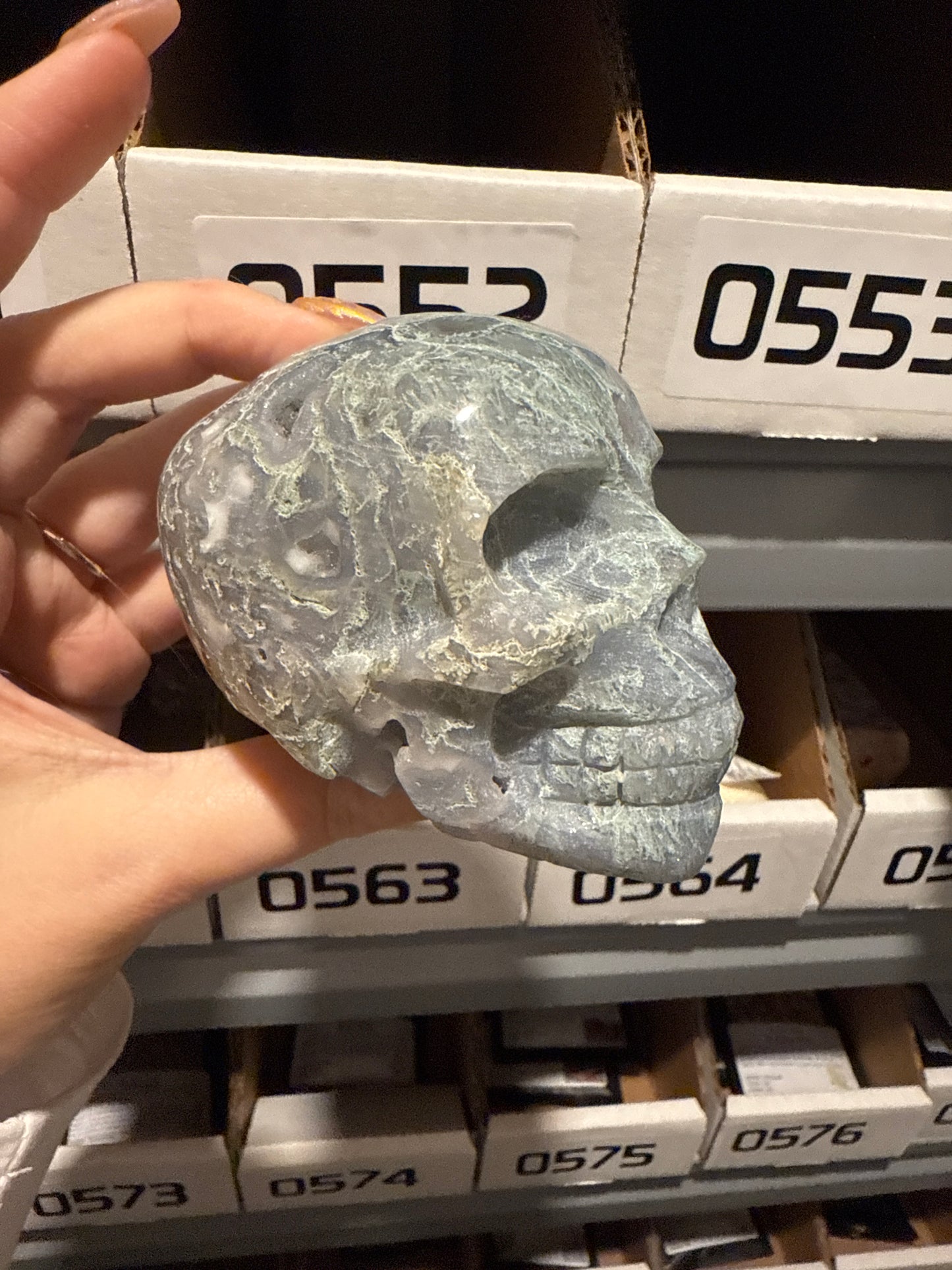 Moss Agate Skull