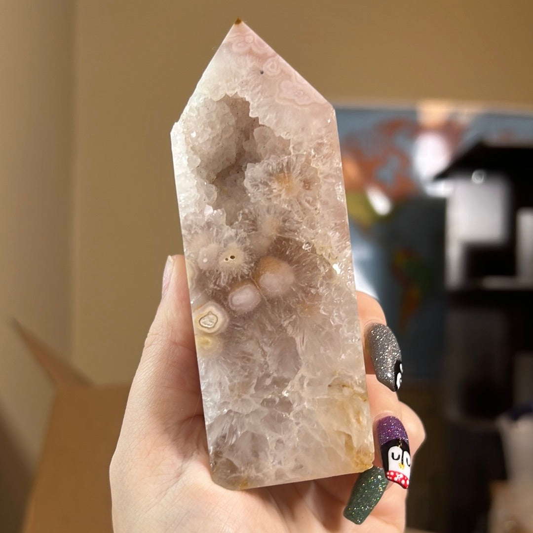 Pink Amethyst x Flower Agate Tower