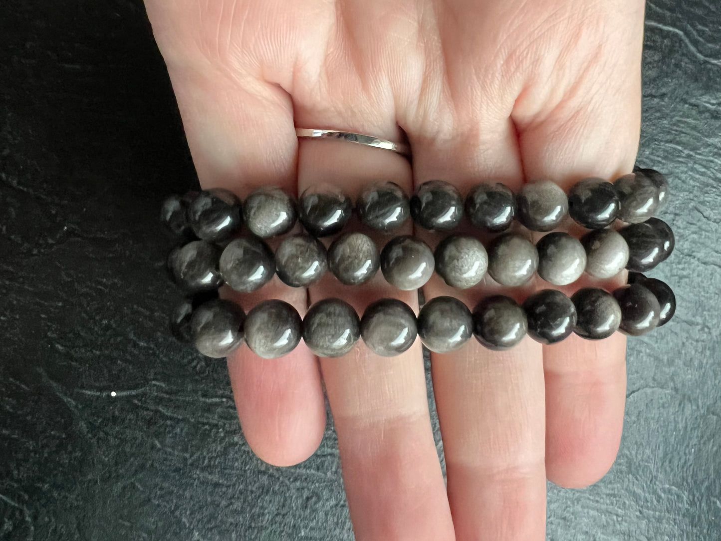 Silver Sheen Obsidian Bracelet