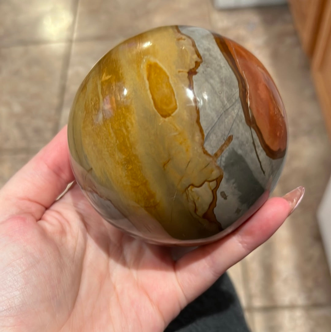 Huge Polychrome Jasper Sphere