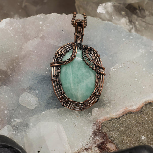 Green Calcite Wire Wrap Pendant, 2.5 Inch, Heart Chakra Renewal