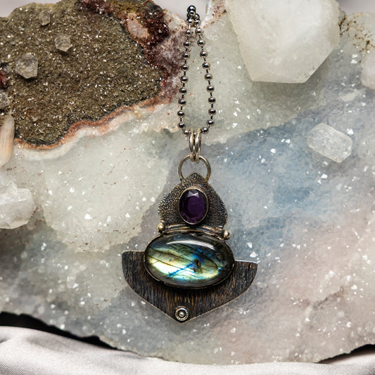 Labradorite 925 Sterling Silver Pendant 2.25 Inch Intuition