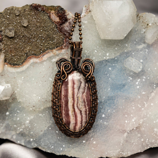 Rhodochrosite Wire Wrap Pendant