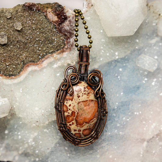 Rhyolite Wire Wrap Pendant, Volcanic Stone, Balance Energy