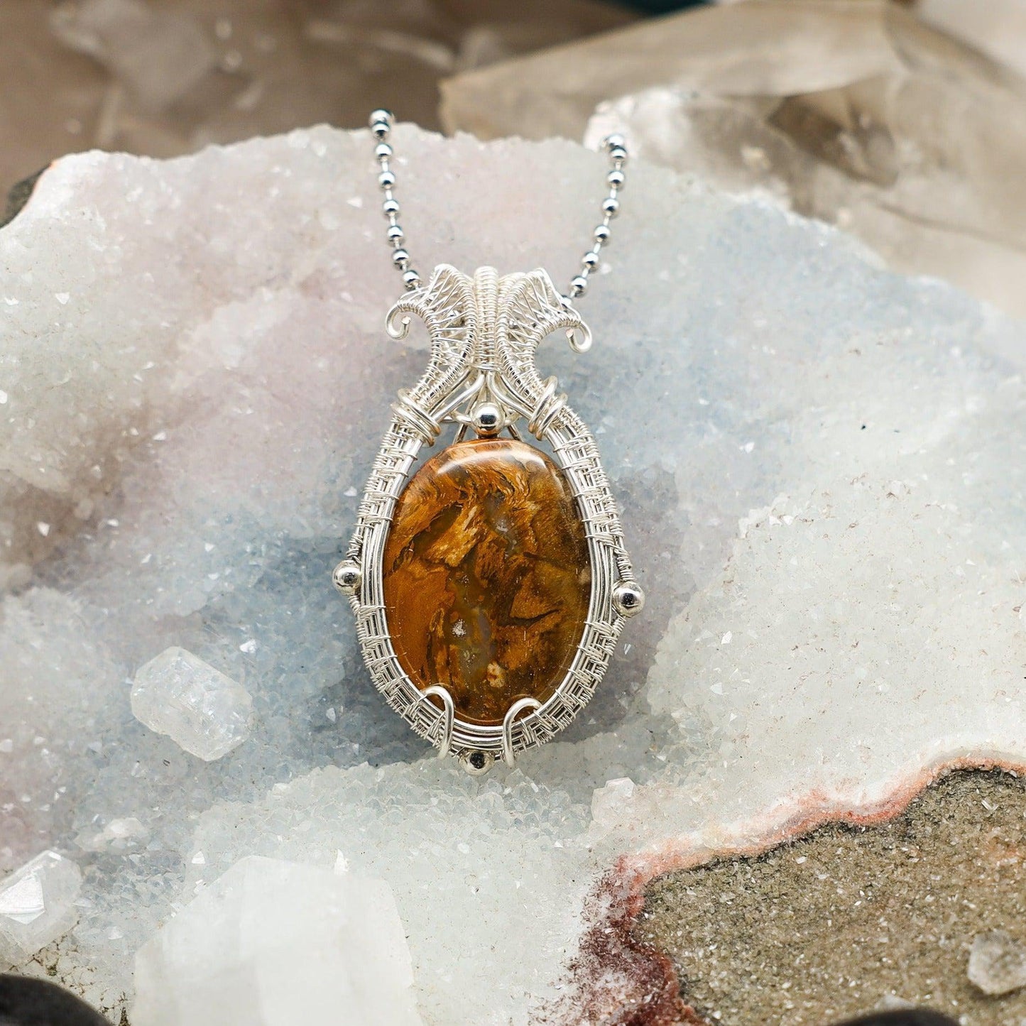 Yellow Jasper Wire Wrap Pendant, 2.25 Inch, Solar Plexus Joy