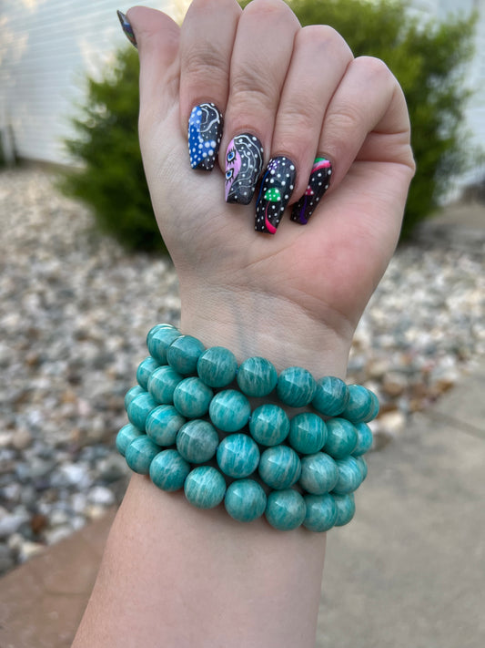 Amazonite Large Bead Bracelet