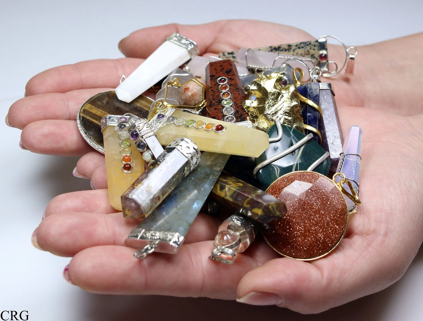 Assorted Gemstone Pendants (50 Pieces) Wholesale Crystal Gemstone Jewelry Supply Parts