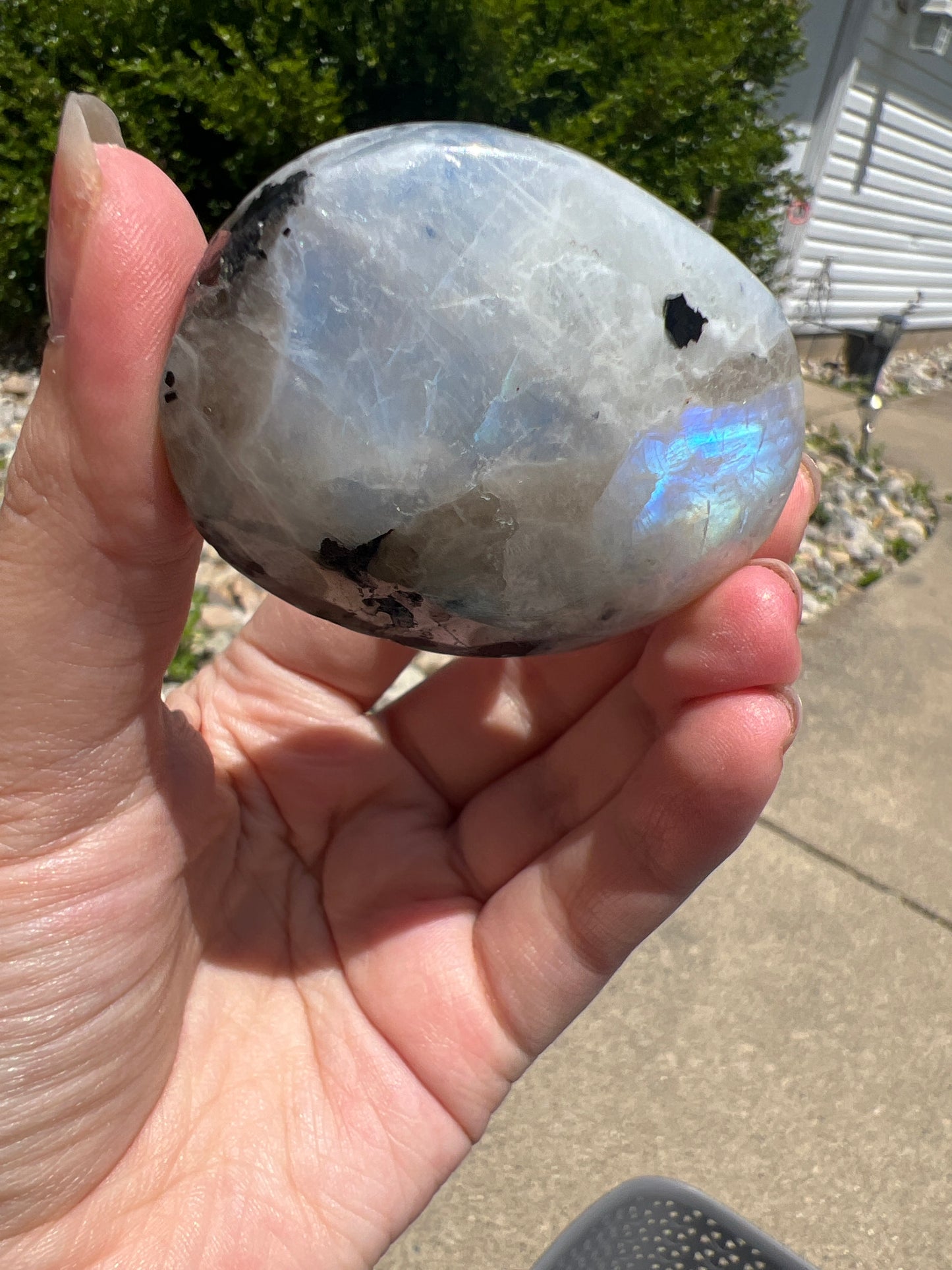 Super Flashy Rainbow Moonstone Palm Stones