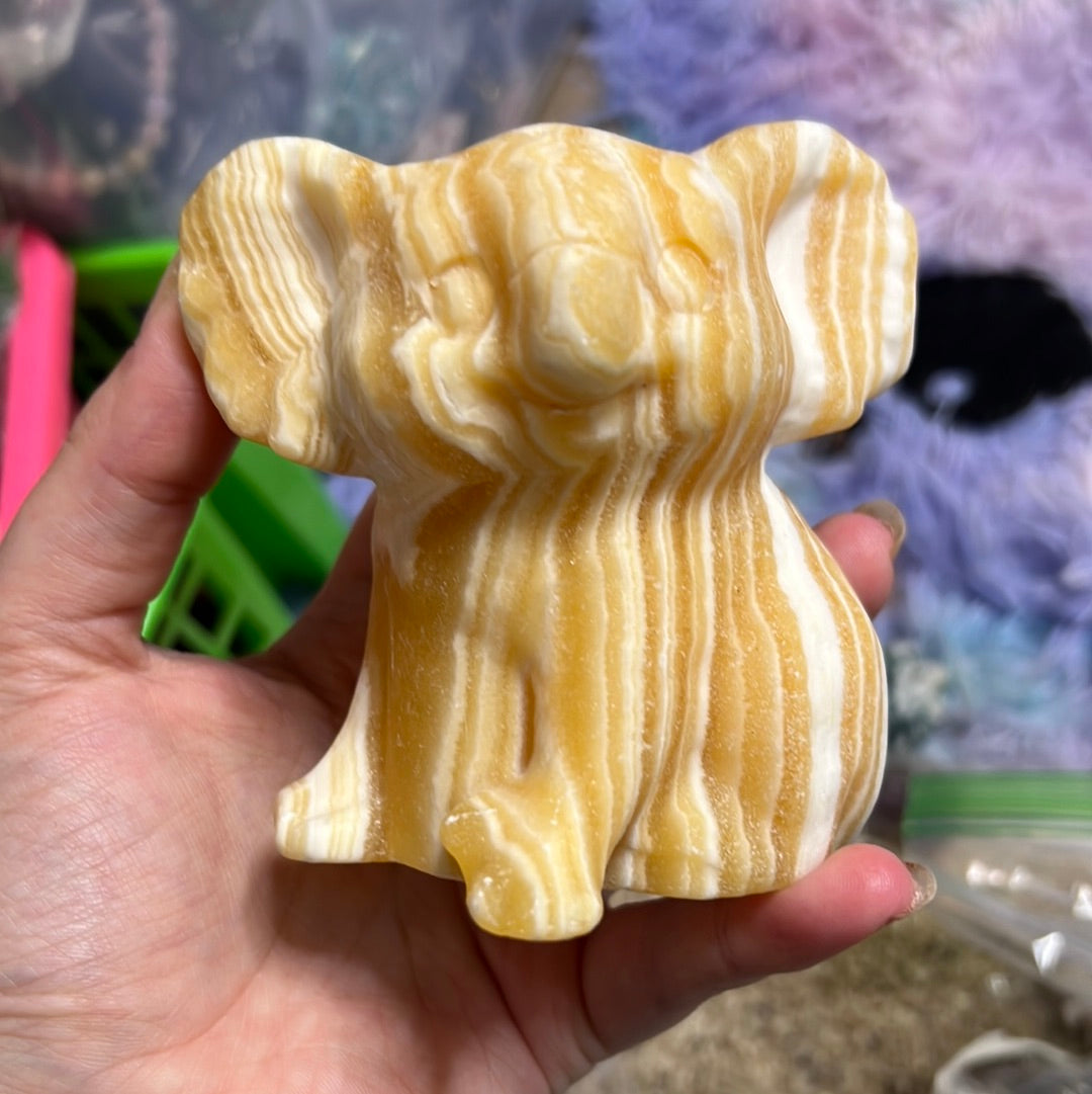 Large Matte Banded Orange Calcite Koala