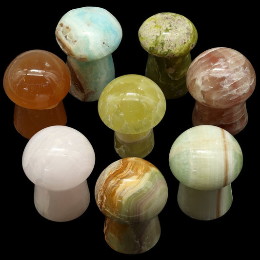 2 KILO LOT - Assorted Crystal Mushrooms / MIXED SIZES