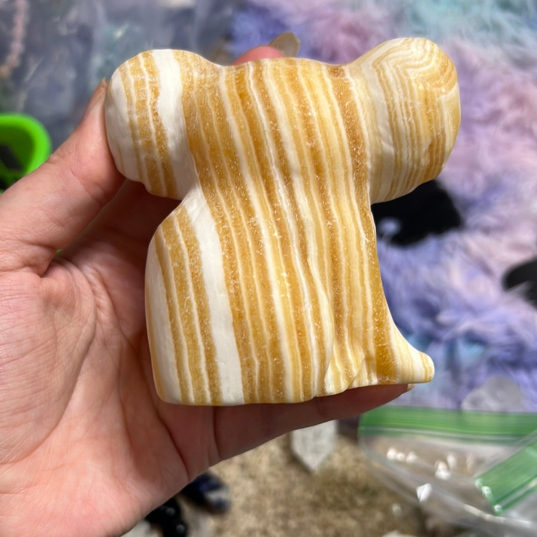 Large Matte Banded Orange Calcite Koala