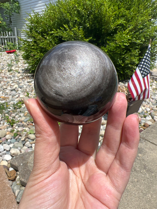 Silver Sheen Obsidian Sphere