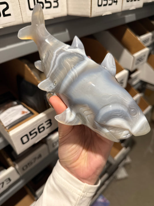 Huge Hand Carved Agate Shark