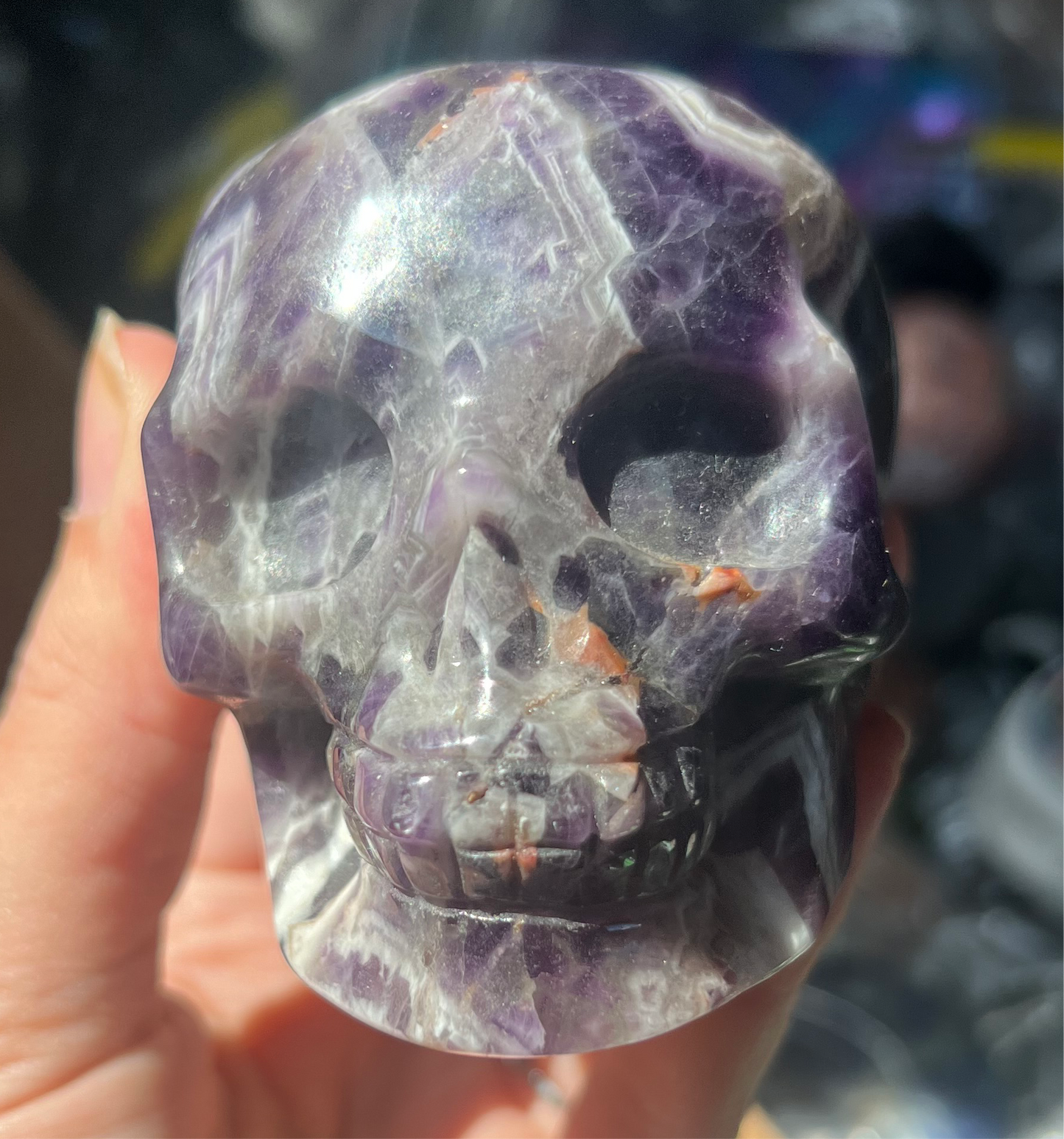 Dream Amethyst Skull With Druzy