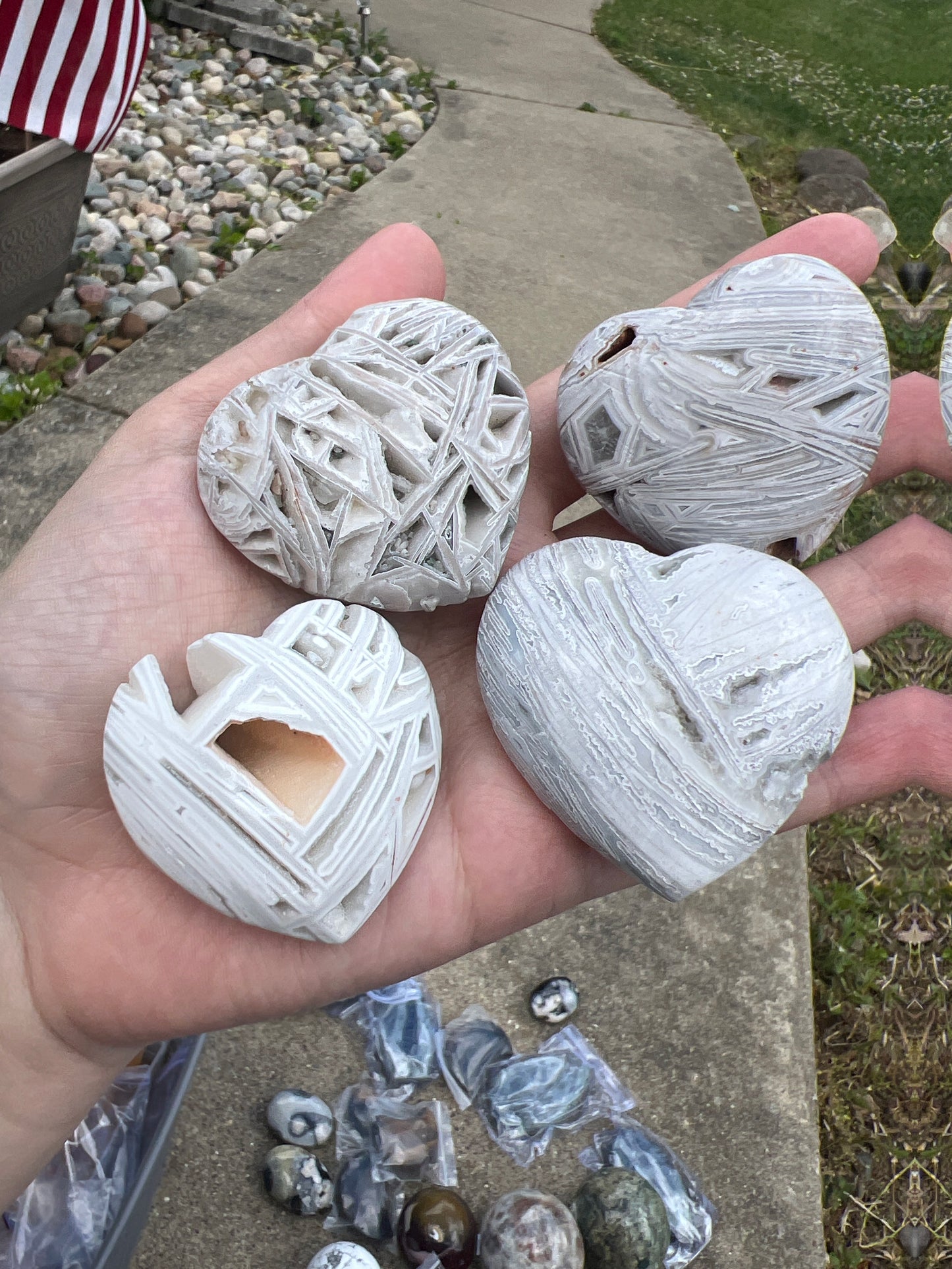 White Mexican Crazy Lace Agate Heart