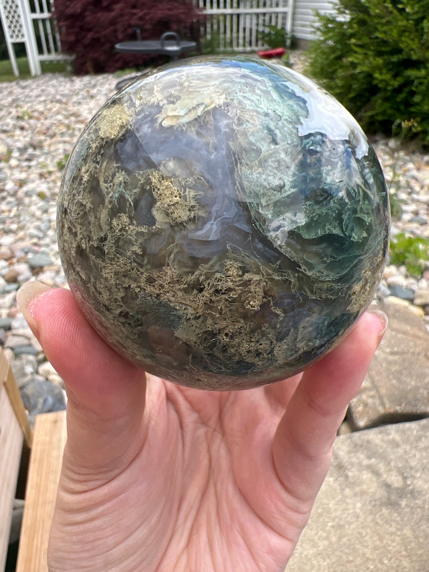 Stunning Large Moss Agate Sphere