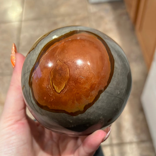 Huge Polychrome Jasper Sphere