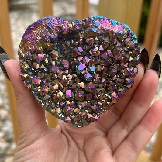 Aura Coated Amethyst Heart