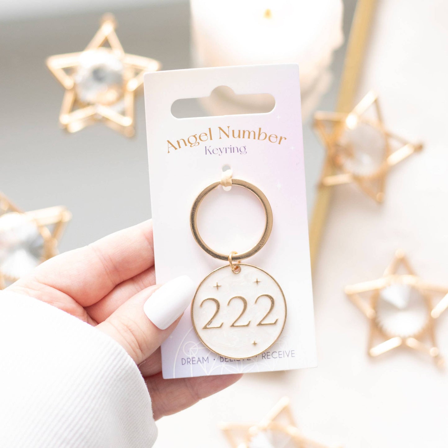 222 Angel Number Keyring