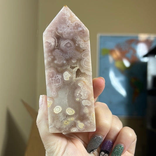 Pink Amethyst x Flower Agate Tower