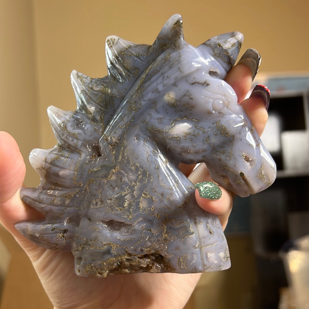 Blue Moss Agate Unicorn