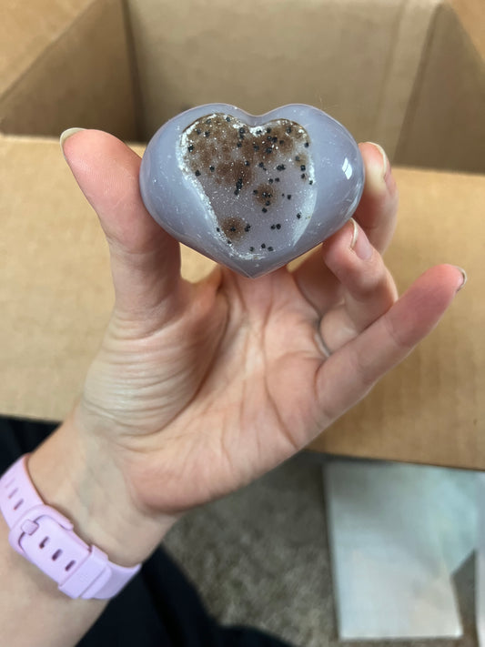 Dotted Druzy Agate Puffy Heart