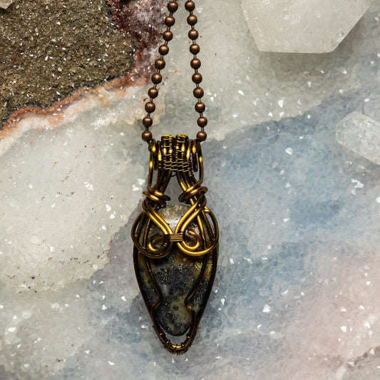 Agate Wire Wrap Pendant, Banded Stone, Balance Stability