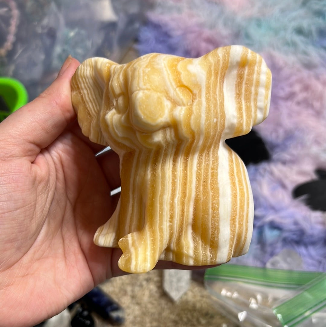 Large Matte Banded Orange Calcite Koala