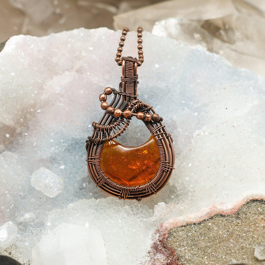 Baltic Amber Wire Wrap Pendant, 2.25 Inch, Ancient Fossilized
