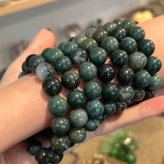 12mm Moss Agate Bracelet