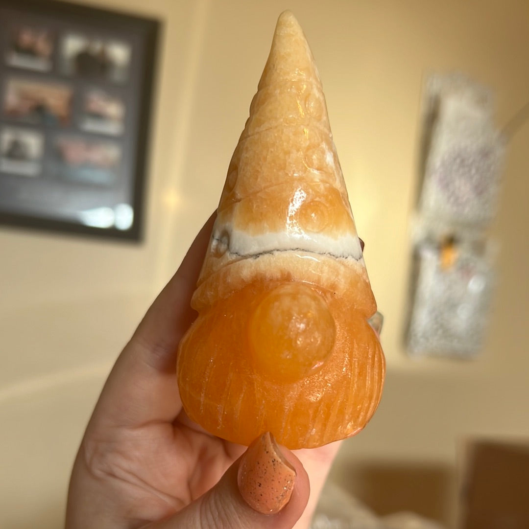 Orange Calcite Gnome