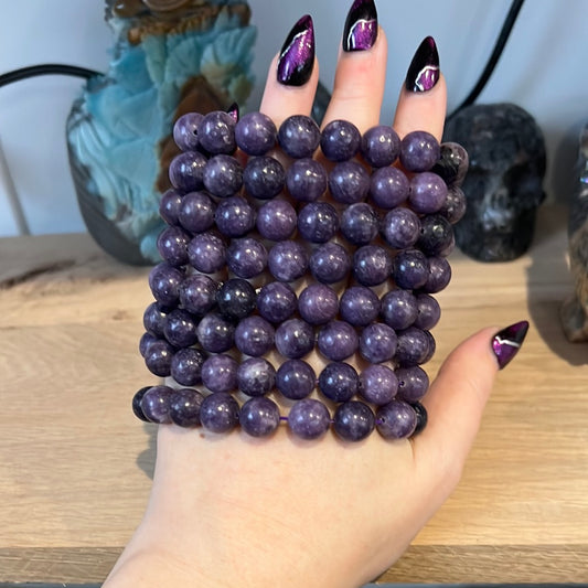 12mm Bead Lepidolite Bracelet