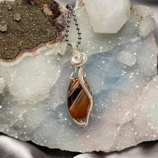 Carnelian Agate Wire Wrap Pendant