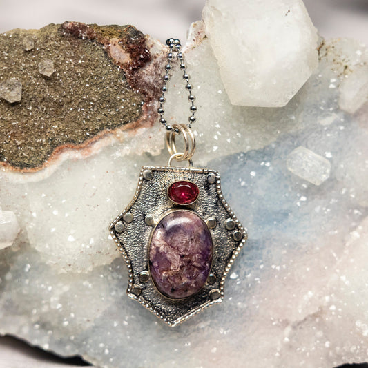 Charoite 925 Sterling Silver Pendant, Purple Transformation